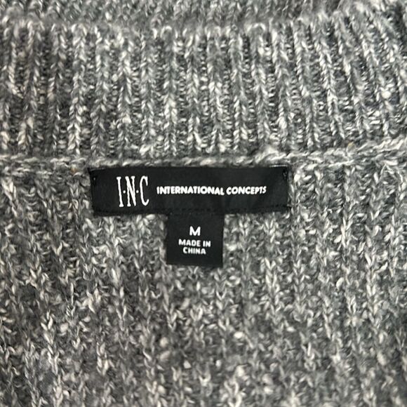 INC International Concepts Gray Cotton Blend Beaded Pullover Sweater Size M - Picture 5 of 10
